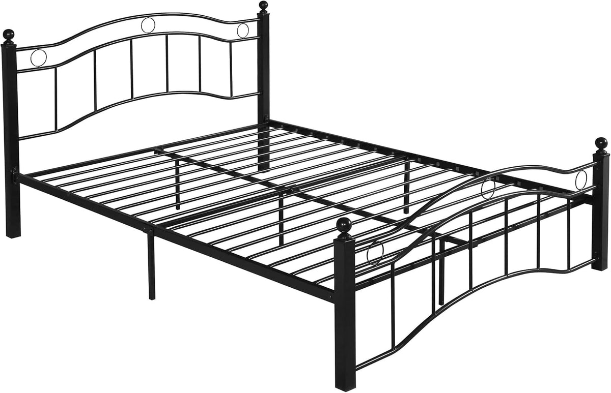 Bouvardia Contemporary Iron King Bed Frame, Flat Black