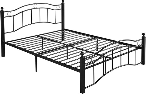 Bouvardia Contemporary Iron King Bed Frame, Flat Black