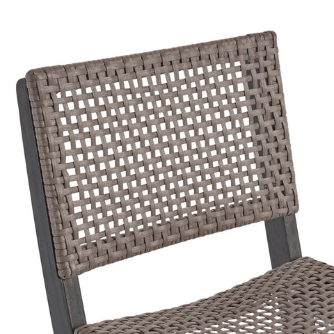 Omaha Outdoor Acacia Wood and Wicker 3 Piece Square Bar Bistro Set, Dark Gray and Brown