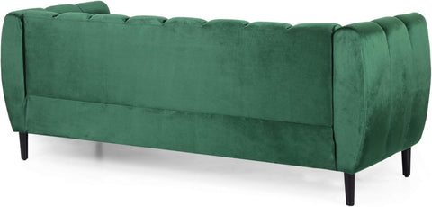 Miranda Velvet 3 Seater Sofa, Emerald, Dark Brown