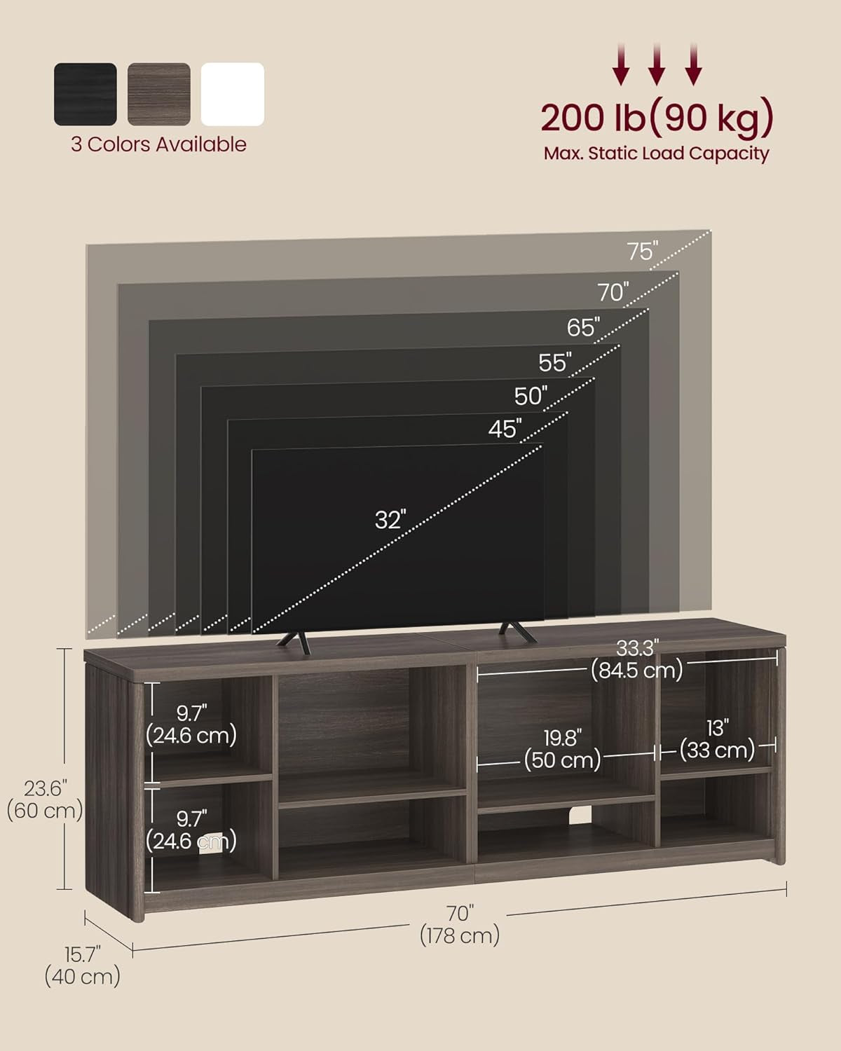 TV Stand for Tvs up to 75 Inches, Entertainment Center with Storage Shelves, TV Console Table, Easy to Assemble, TV Cabinet for Living Room, Bedroom, Chestnut Brown ULTV112K01