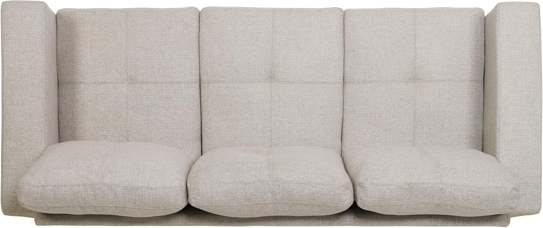 Viviana Three Seater Sofa with Wood Legs, Beige and Natural Finish