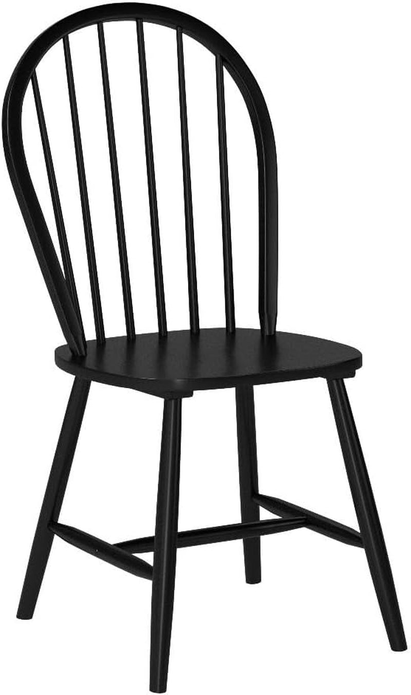 Declan Farmhouse Cottage High Back Spindled Rubberwood Dining Chairs, 2-Pcs Set, Black