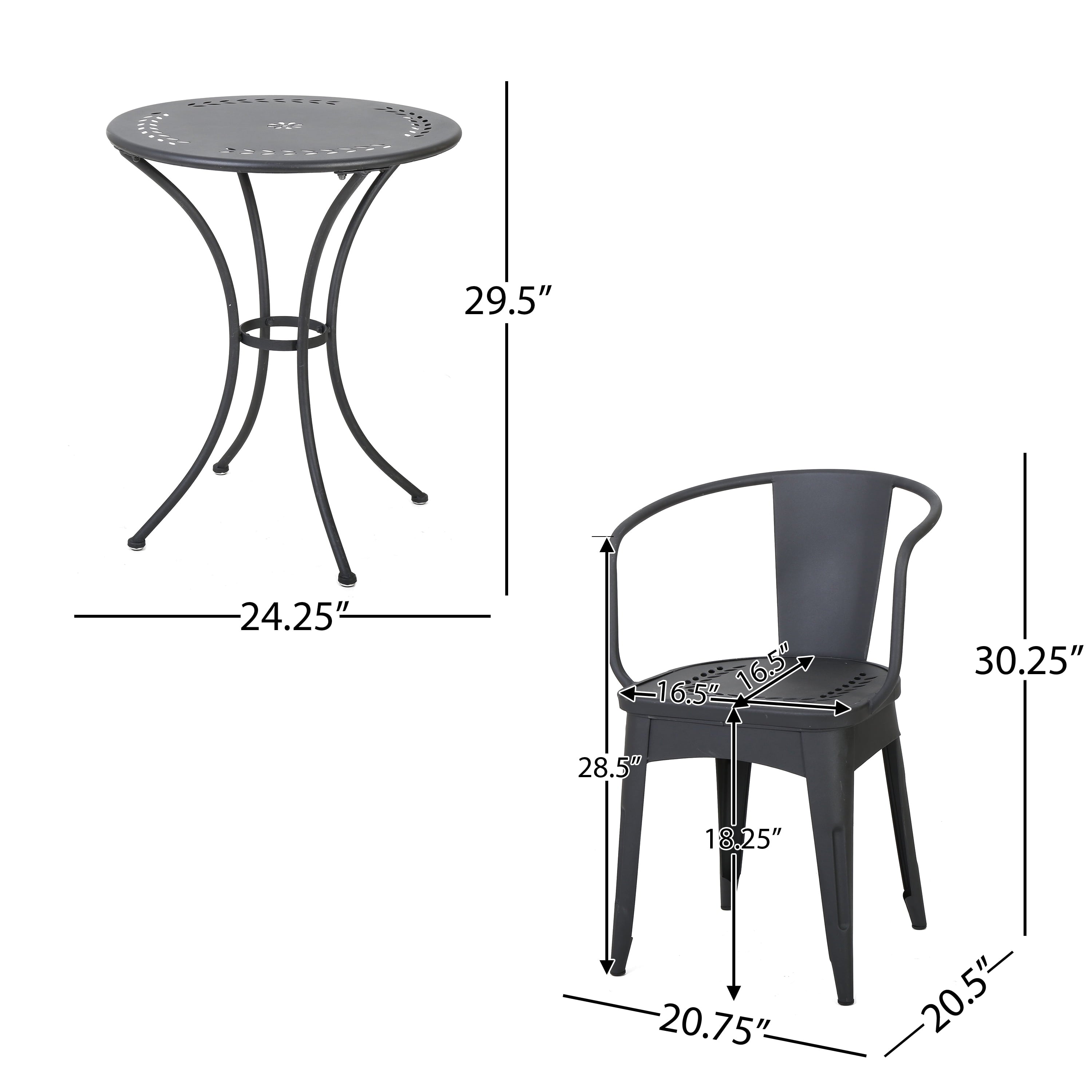 Tottenham Outdoor Iron Bistro Set, Black Sand