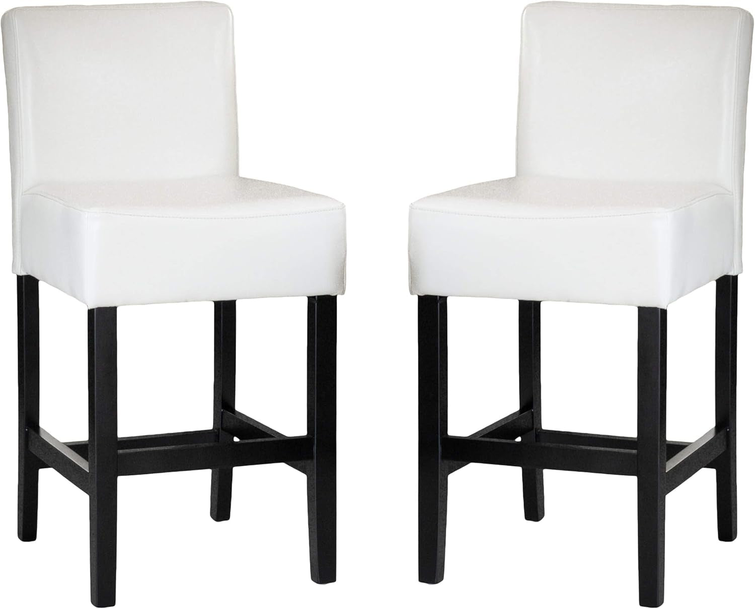 Gdfstudio  Lopez Bonded Leather Counter Stools, 2-Pcs Set, Ivory