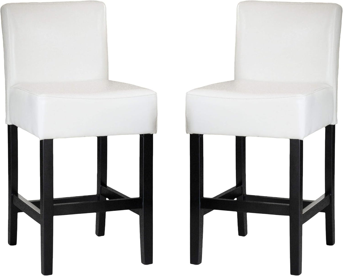 Gdfstudio  Lopez Bonded Leather Counter Stools, 2-Pcs Set, Ivory