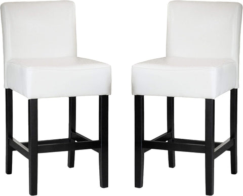 Gdfstudio  Lopez Bonded Leather Counter Stools, 2-Pcs Set, Ivory