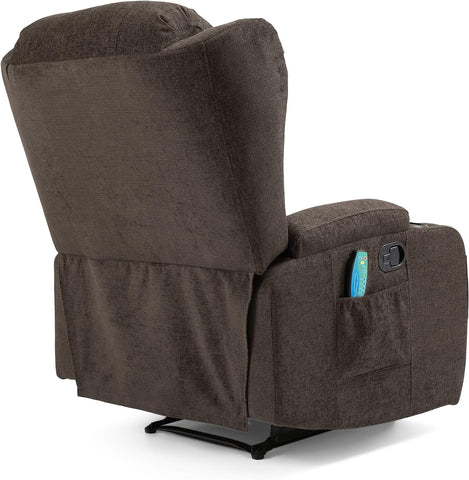 Lavonia Massage Recliner, Brown + Black