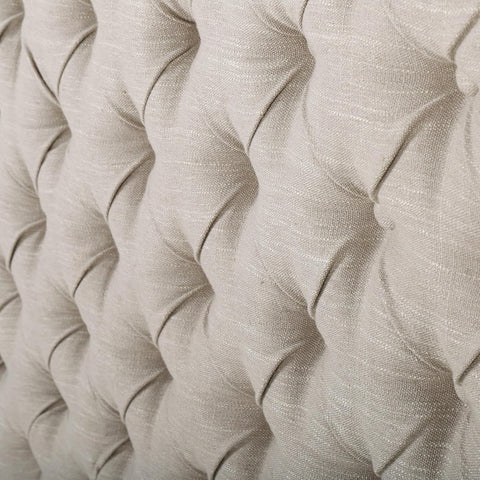 Contemporary Upholstered King/Cal King Tufted Headboard, Sand Fabric