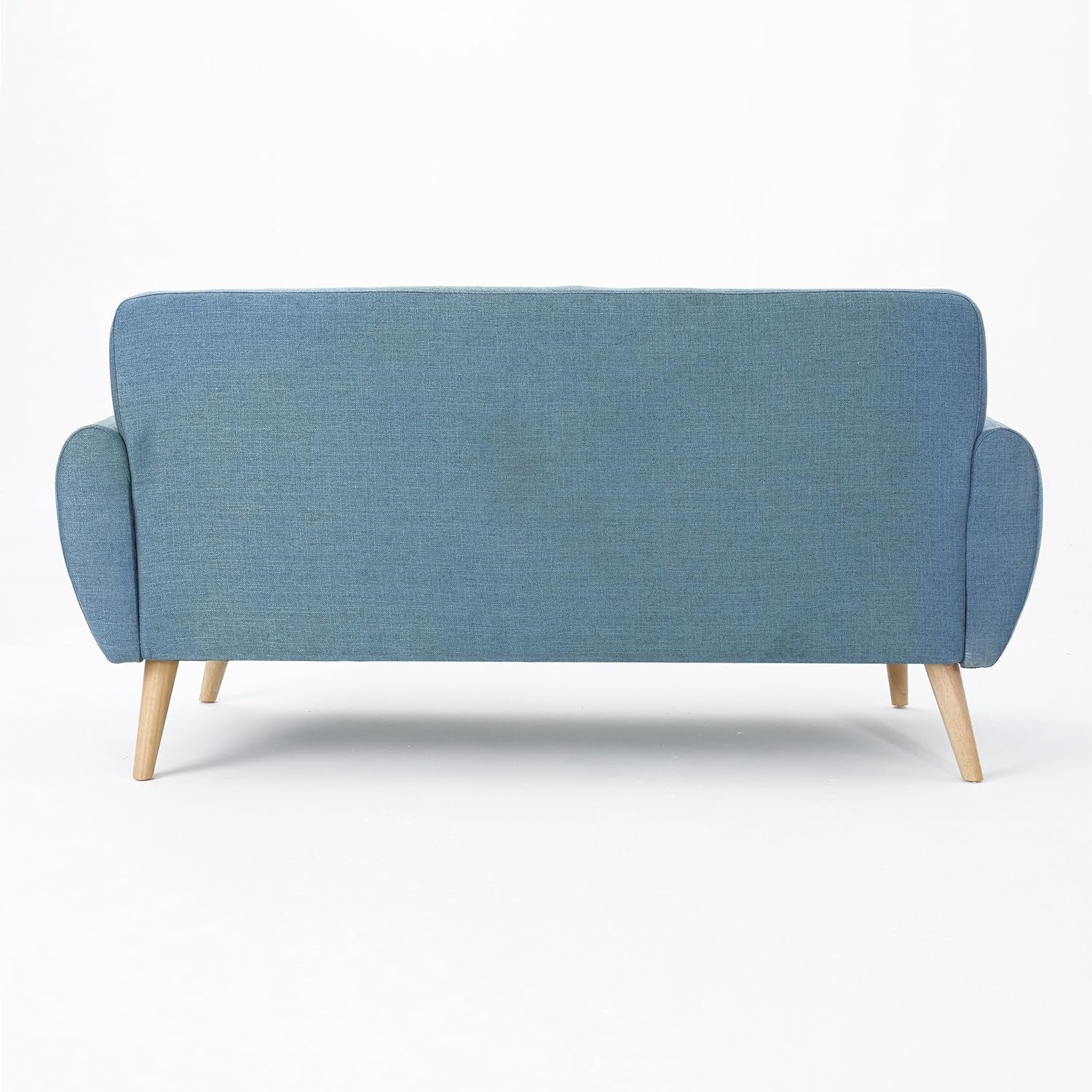 Bernice Mid-Century Modern Tufted Fabric Sofa, Blue / Natural