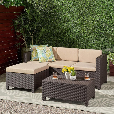 Outdoor Conversation Sets, Dark Brown, Beige