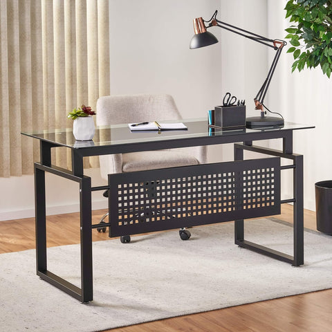 Fiske Glass Office Computer Desk, Black