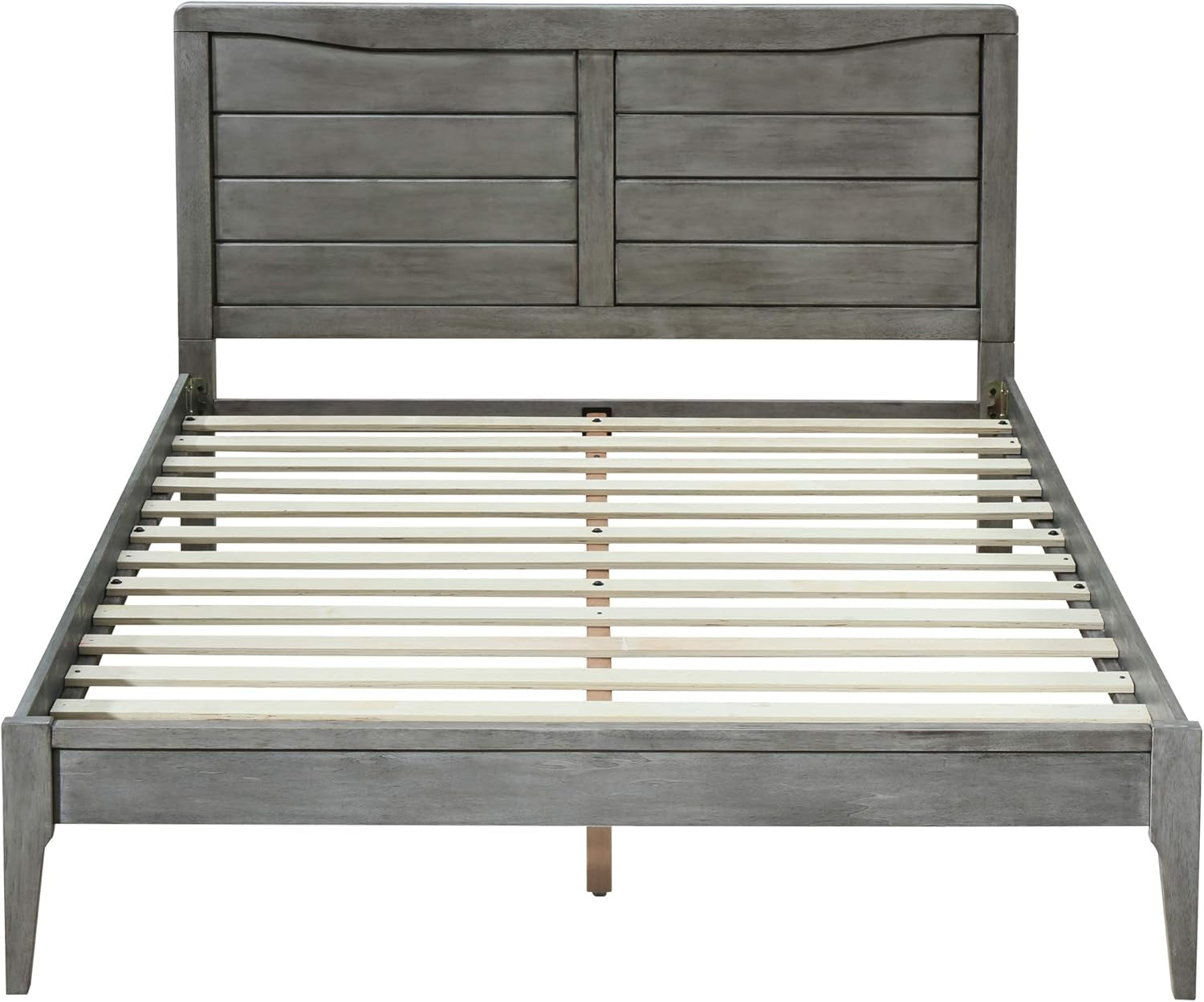 Rustic Wooden Queen Platform Bed, Rustic Gray