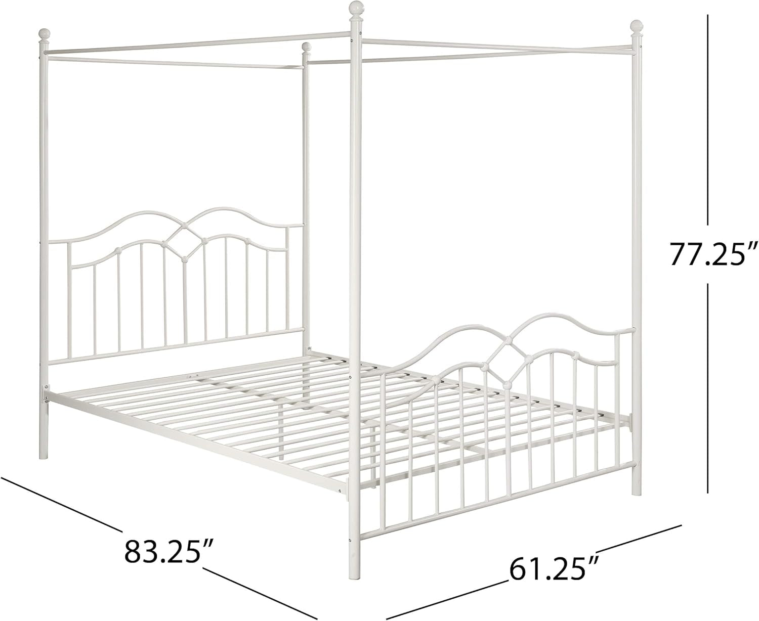 Simona Traditional Iron Canopy Queen Bed Frame, White