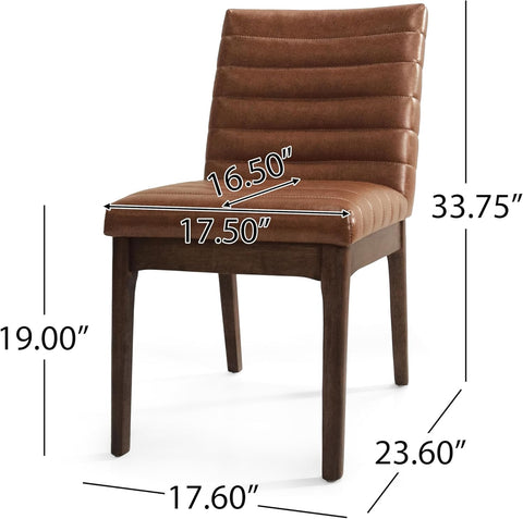 Lancer Dining Chair, 17.6 "W X 23.6 "D X 33.75 "H, Cognac Brown + Walnut