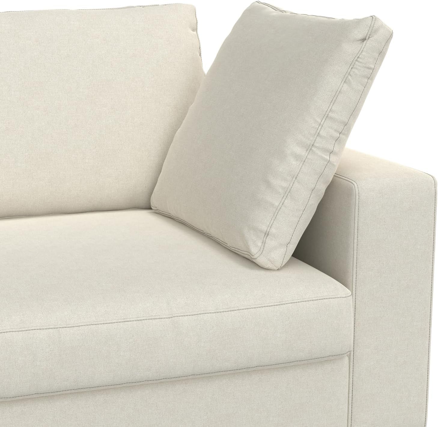 Charlie Left-Facing Sectional Sofa in 100% Recycled Polyester Tightly Woven Performance Fabric, Cream, 122-Inches Wide, Handcrafted Contemporary Style L-Shaped Couch with Chaise