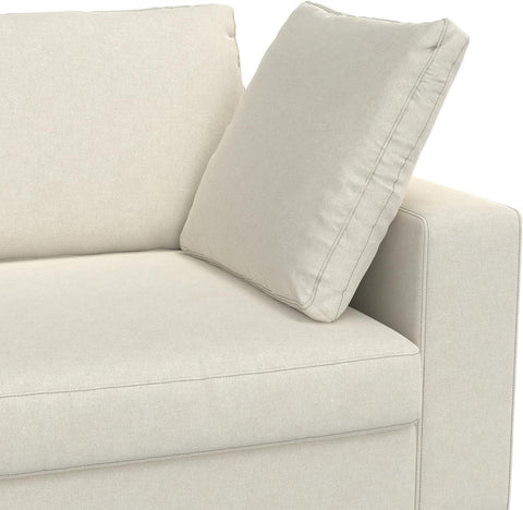 Charlie Left-Facing Sectional Sofa in 100% Recycled Polyester Tightly Woven Performance Fabric, Cream, 122-Inches Wide, Handcrafted Contemporary Style L-Shaped Couch with Chaise