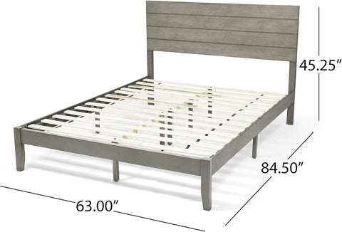 Gdfstudio Apollo Queen Size Bed with Headboard, Natural and Gray Finish.