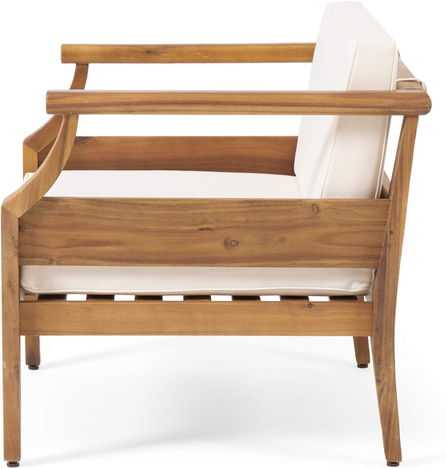 Daisy Outdoor Club Chair with Cushion (Set of 4), Teak Finish, Cream