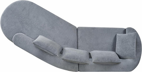 Randa Upholstered 5-Seater Sofa for Living Room, Modern Fabric Oversized Chair Cloud Couch, Fully Assembled Long Sofa Chaise Lounge, Light Gray
