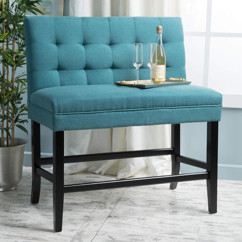 Kenan Fabric Barstool Bench, Dark Teal