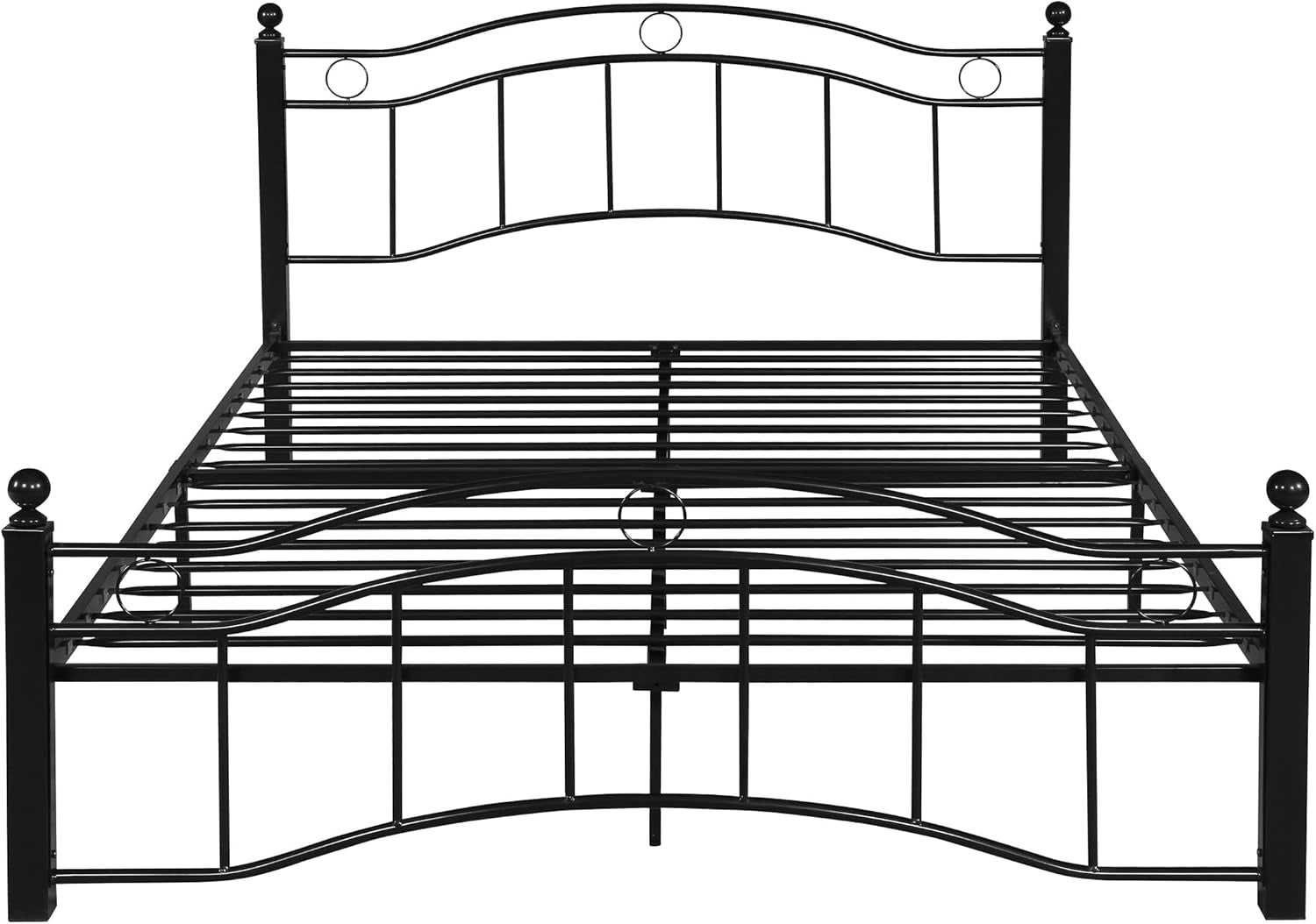 Bouvardia Contemporary Iron King Bed Frame, Flat Black