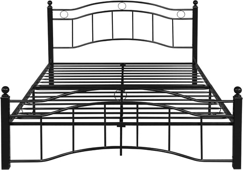 Bouvardia Contemporary Iron King Bed Frame, Flat Black