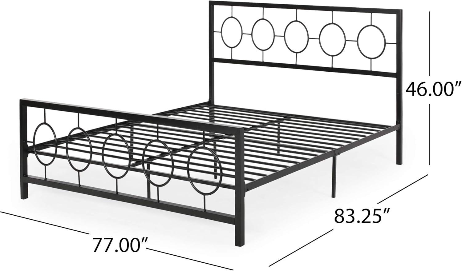 Modern Iron King Bed Frame, Flat Black