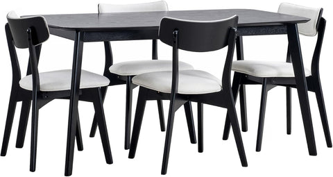 Alma Dining Set, 19.75 "W X 19.75 "D X 31 "H, Black + Light Beige