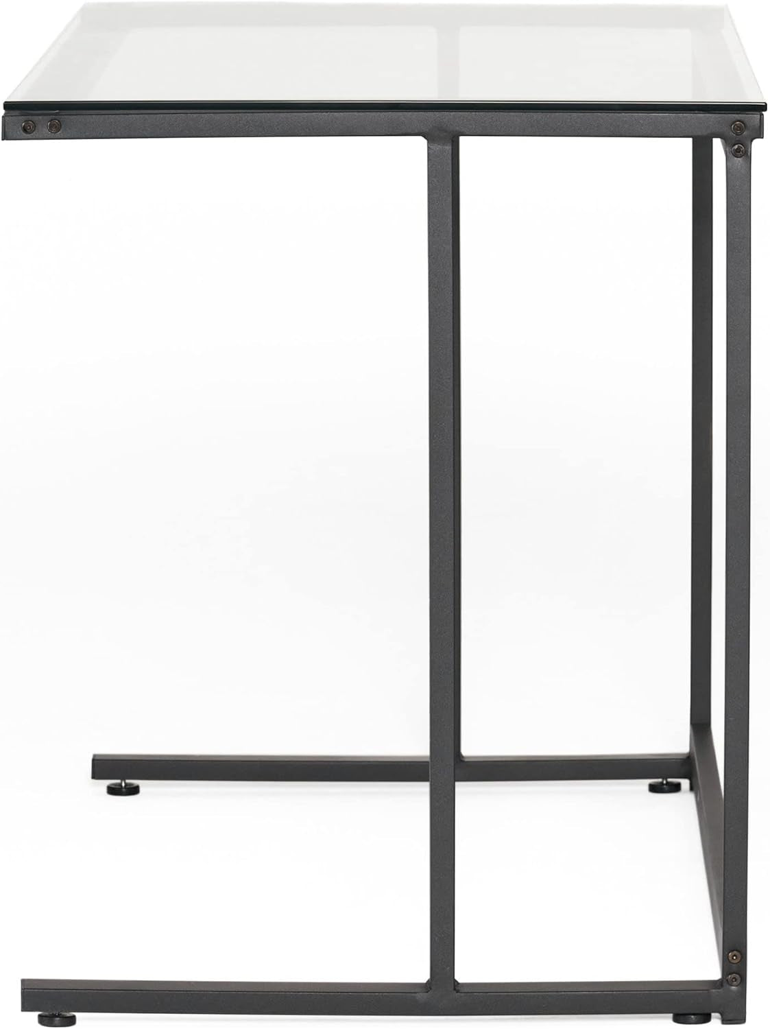 Eghan Tempered Glass Computer Desk, Black