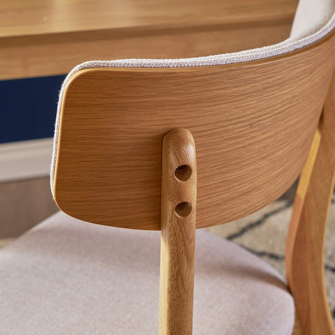 Abrielle Mid-Century Modern Dining Chairs with Rubberwood Frame, 2-Pcs Set, Light Beige / Natural Oak