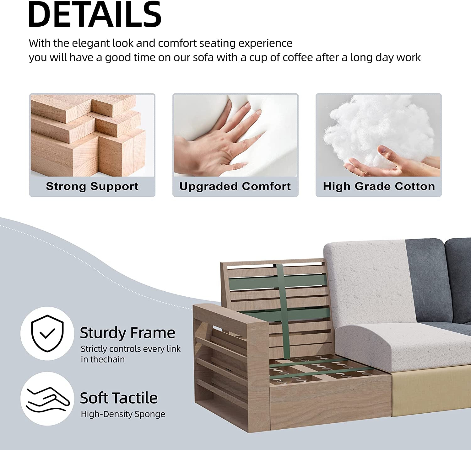 79 Inch Convertible Sectionl Sof Couch, Modern Linen Fbric L-Shped , 3-Set Sof Sectionl with Reversible Chise for Living Room, prtment nd Smll Spce (Drk Grey)