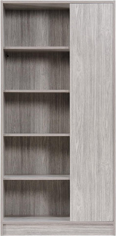 Amelia Mid-Century Faux Wood Bookcase, Grey Oak Finish