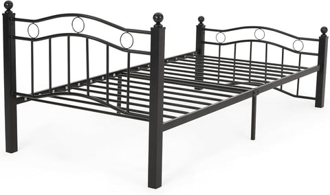 Bouvardia Contemporary Iron Twin Bed Frame, Flat Black