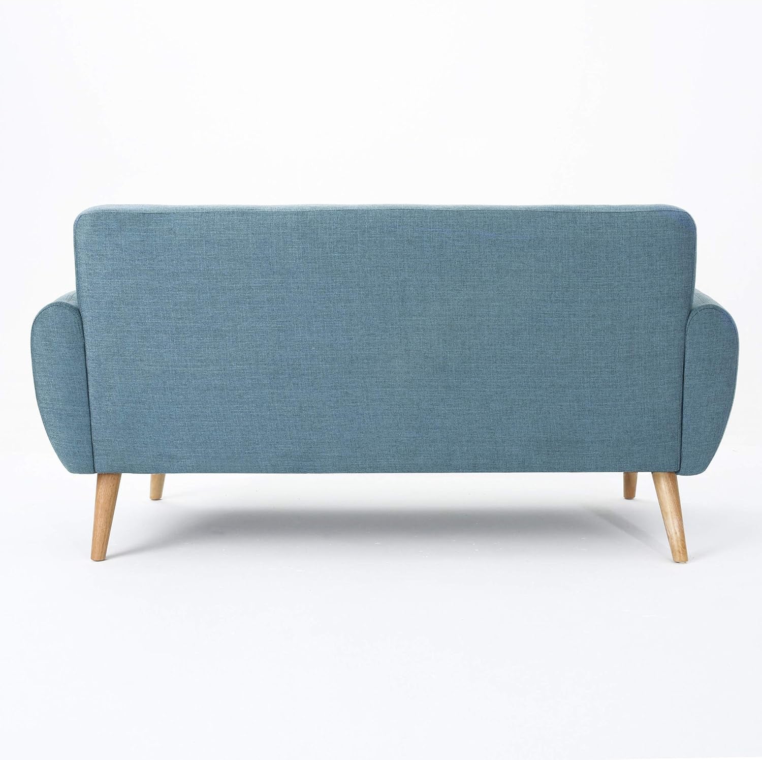 Josephine Mid-Century Modern Petite Fabric Sofa, Blue / Natural