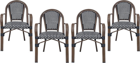 Brianna Bistro Chairs, Black + White + Brown Wood