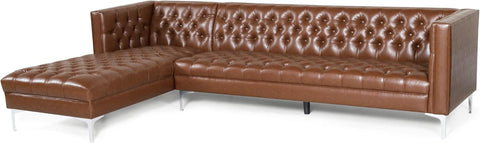 Tignall Sectional, Cognac Brown + Silver