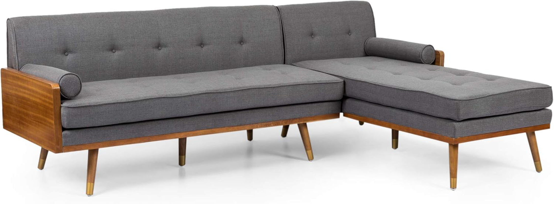 Harriet Sectional, Gray, Dark Walnut