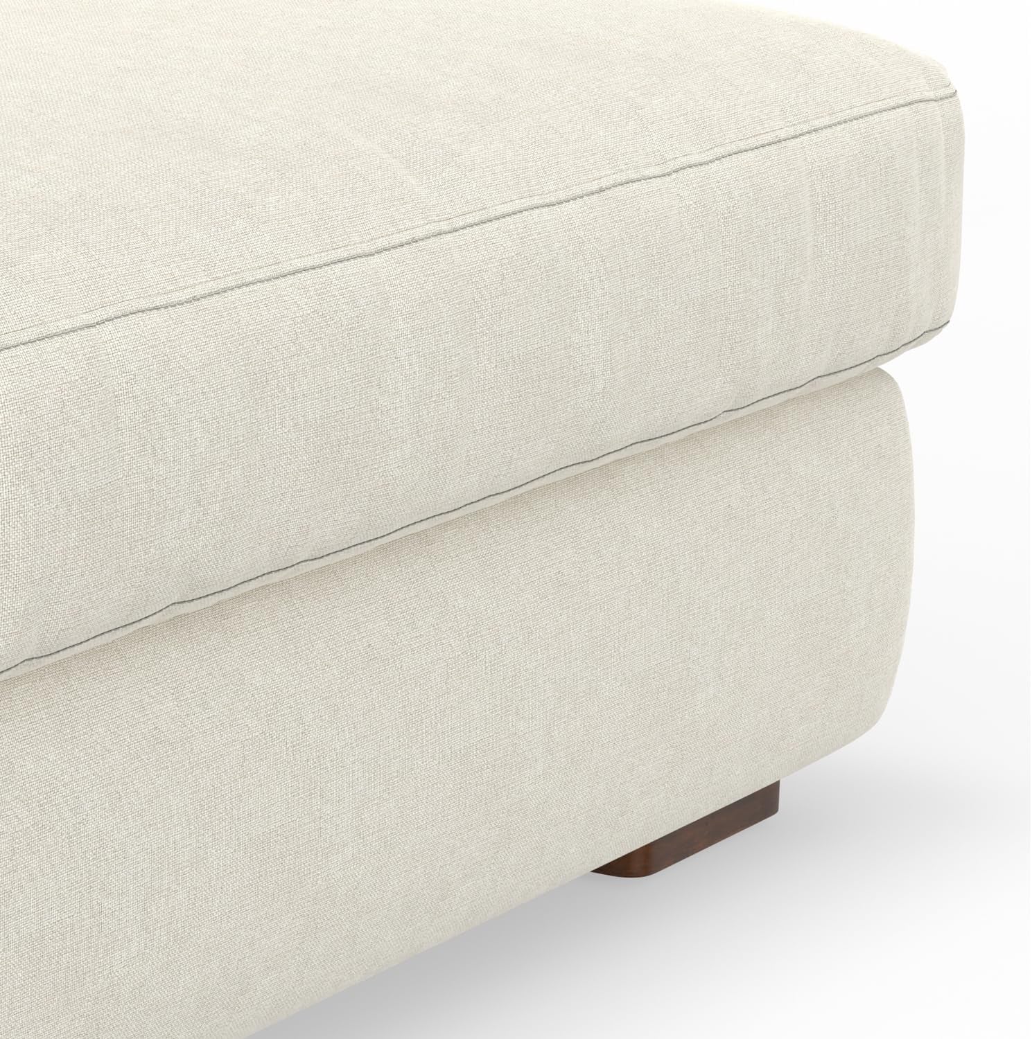 Charlie Left-Facing Sectional Sofa in 100% Recycled Polyester Tightly Woven Performance Fabric, Cream, 122-Inches Wide, Handcrafted Contemporary Style L-Shaped Couch with Chaise