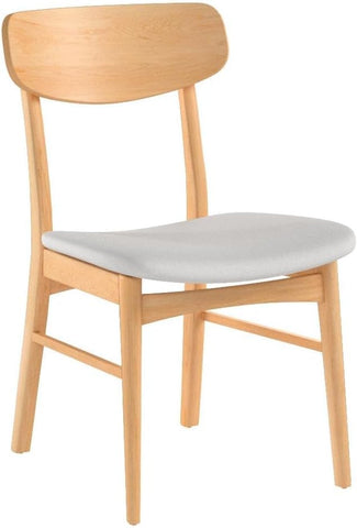 Lucious Fabric / Oak Finish Dining Chairs, 2-Pcs Set, Light Beige