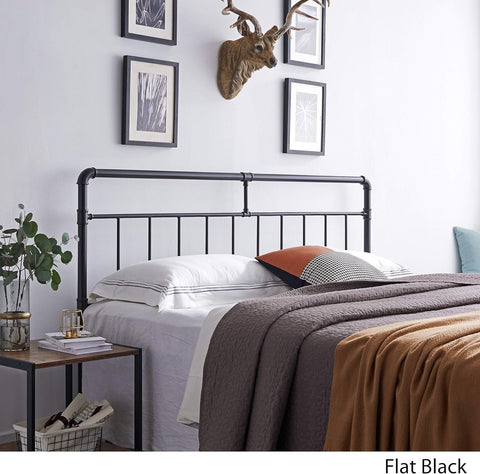 Contemporary Iron King Headboard, Flat Black