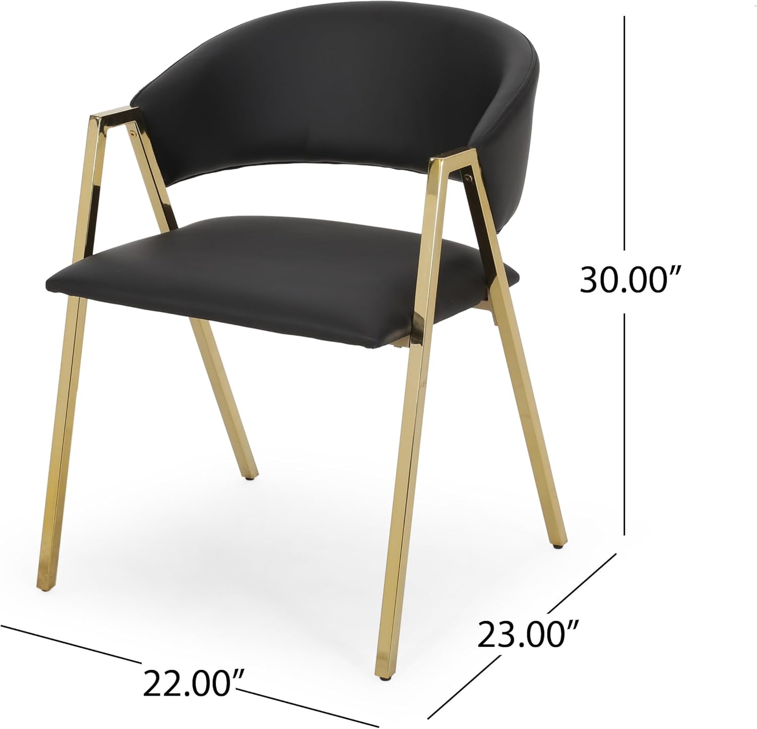 311187 Dining Chairs, 22 "W X 23 "D X 30 "H, Black + Gold