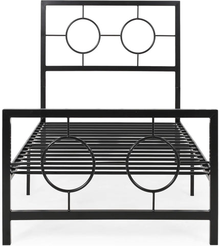 Francoise Modern Iron Twin Bed Frame, Flat Black