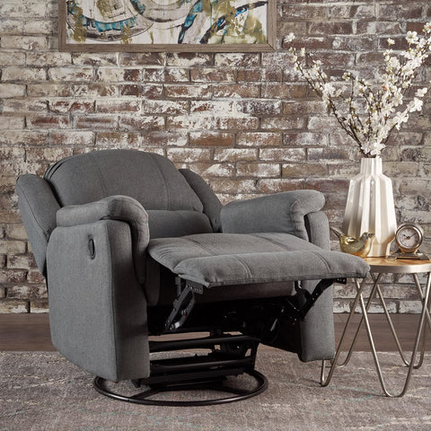 Jemma Tufted Fabric Swivel Gliding Recliner Chair (Charcoal)