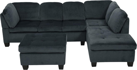 Canterbury Fabric Sectional Set, Charcoal