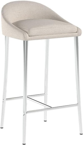 Fanny Counter Stools, Modern, Upholstered, Chrome Iron Legs, Beige (Set of 2)