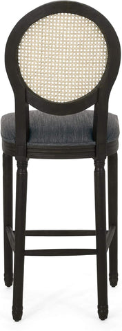 Cheney French Country Wooden Barstools with Upholstered Seating (Set of 2), Charcoal and Dark Brown