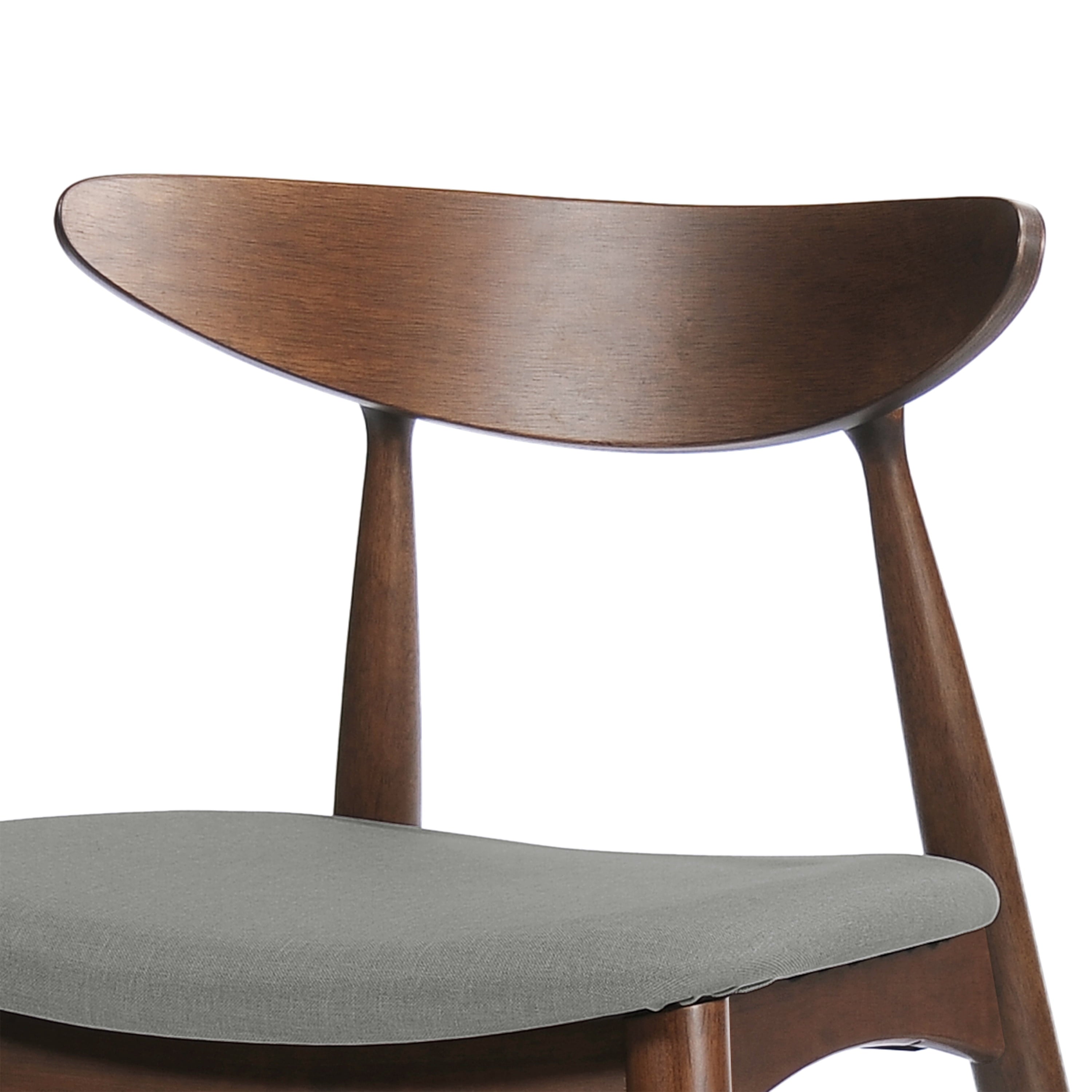 Branson Indoor Fabric Dining Chairs, Set of 2, Light Grey, Walnut