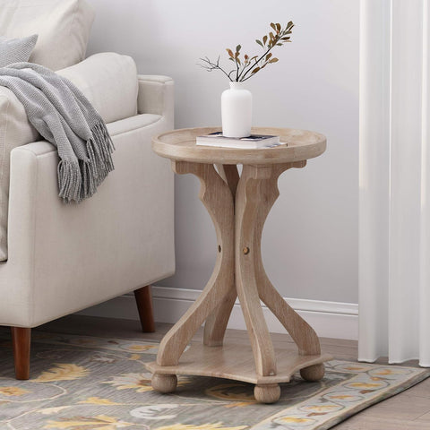 Estelle French Country Accent Table with round Top, Natural