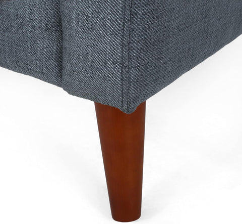 Evelyn Mid Century Modern Fabric Arm Chair, Dark Gray, Walnut